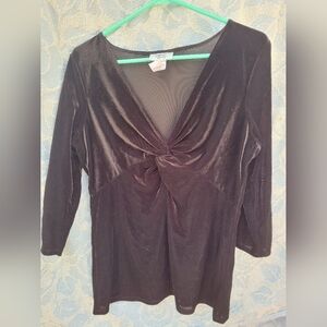 Vintage 90s Casual Living Black Velvet Top L